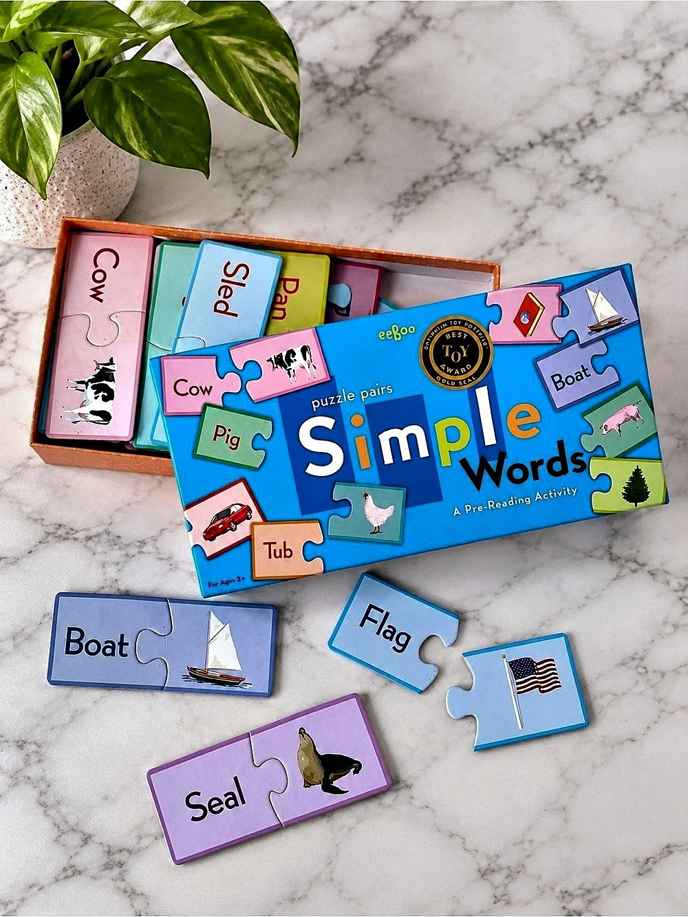 eeBoo - Simple Words Puzzle Pairs Learning Game. A Pre-Reading Activity